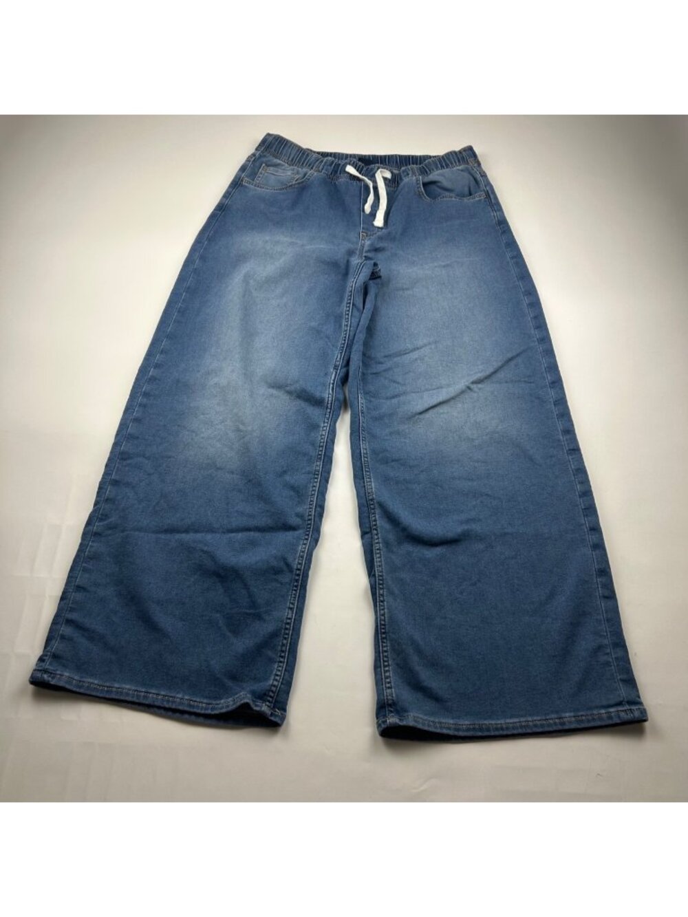 GAP Blue Stretch Denim Pull On Wide Leg Jeans M